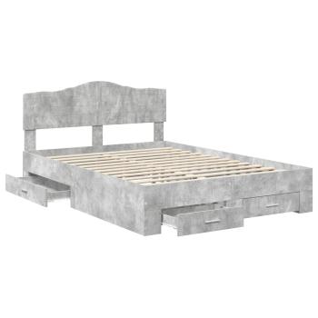 Bettrahmen mit Kopfteil Beton Grau 150 x 200 cm Holzwerkstoff