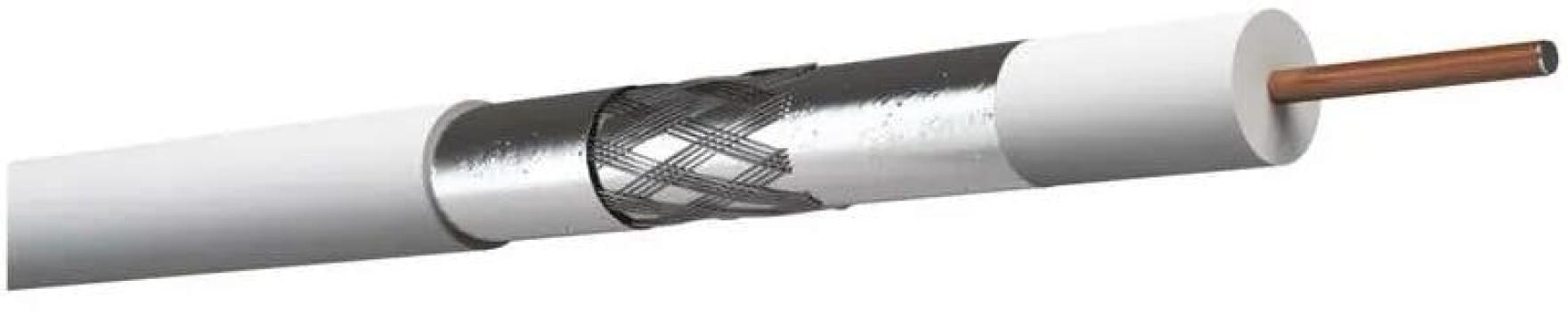 EMOS S5382 Koaxialkabel CB135, 3-fach geschirmt, Schirmabdeckung >28 %, Innenbereich, 100m Spule, weiß (2305135000)