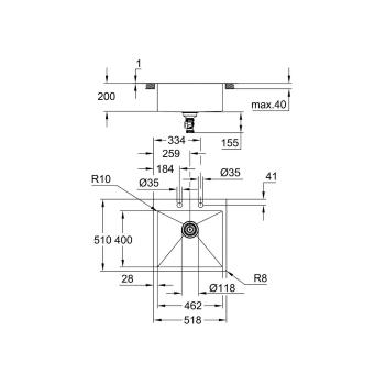 GROHE K800 Edelstahlspüle, 518x510mm, edelstahl (31583SD1)