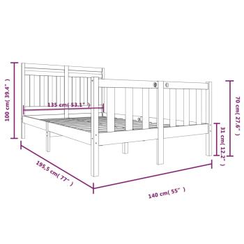 Massivholzbett Weiß 135x190 cm