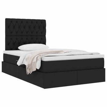 Aufbewahrungsbett mit Matratze Schwarz 120 x 200 cm Stoff