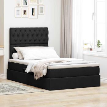 ARDEBO.de - Bett mit Stauraum und LED Schwarz 120 x 200 cm Polyester