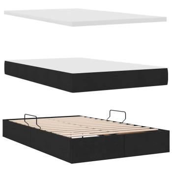 Bett mit Stauraum und LED Schwarz 120 x 200 cm Polyester