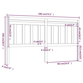 Kopfteil Weiß 186x4x100 cm Massivholz Kiefer