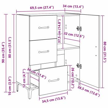Sideboard Artisan-Eiche 69,5 x 34 x 90 cm Holzwerkstoff