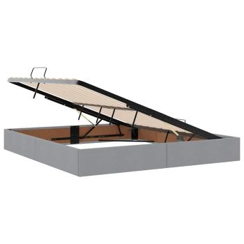 Bett mit Stauraum und LED Hellgrau 160 x 200 cm Polyester