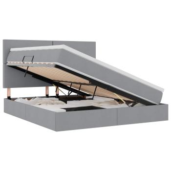 Aufbewahrungsbett mit Matratze Hellgrau 160 x 200 cm Kunstleder