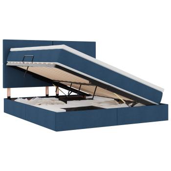 Bett mit Stauraum und LED Blau 160 x 200 cm Polyester