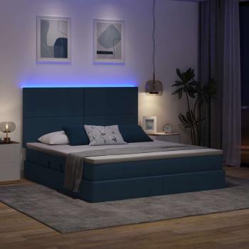 Bett mit Stauraum und LED Blau 160 x 200 cm Polyester