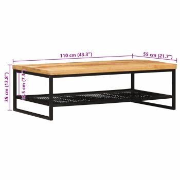 Couchtisch Braun und Schwarz 110 x 55 x 35 cm Massivholz Mango