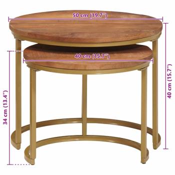 Nesting-Couchtische 2 pcs Honigbraun Massivholz Mango und Stahl