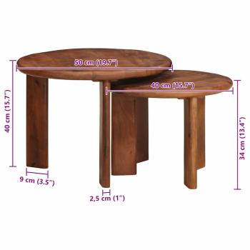 Satztische 2 pcs Honigbraun Massivholz Mango