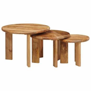 Satztische 3 pcs Braun Massivholz Mango