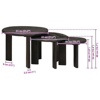 Satztische 3 pcs Weiß Massivholz Mango