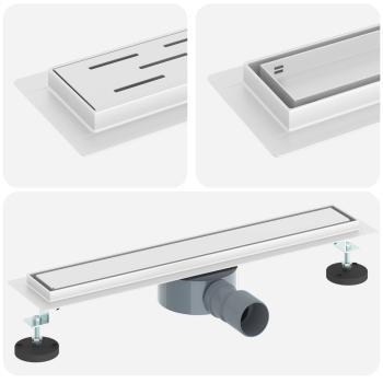 Duschablauf 2-in-1 mit 360° Siphon Silber 50 cm Edelstahl 304