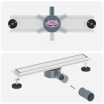 Duschablauf 2-in-1 mit 360° Siphon Silber 50 cm Edelstahl 304