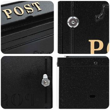 Wandmontierter Briefkasten mit Speicher Schwarz 29 x 13 x 41 cm