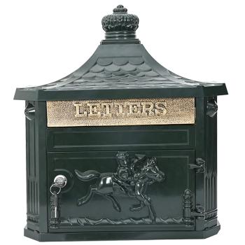 Wandmontierter Briefkasten mit Tür Grün 40,5 x 15,5 x 44 cm
