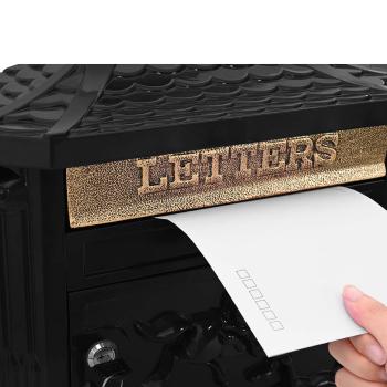 Wandmontierter Briefkasten mit Tür Schwarz 40,5 x 15,5 x 44 cm