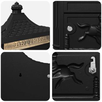 Wandmontierter Briefkasten mit Tür Schwarz 40,5 x 15,5 x 44 cm