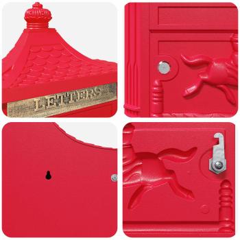 Wandmontierter Briefkasten mit Speicher Rot 40,5 x 15,5 x 44 cm