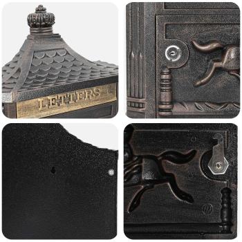 Wandmontierter Briefkasten mit Tür Bronze 40,5 x 15,5 x 44 cm