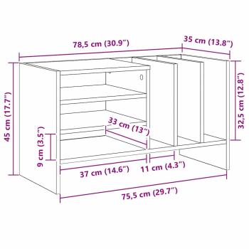 Schallplattenschrank mit Regal Artisan-Eiche 78,5 x 35 x 45 cm