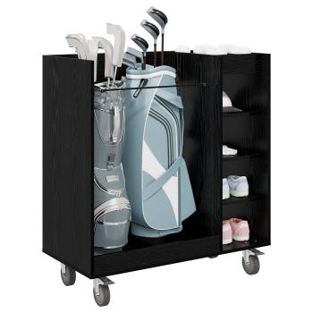 Golf Schrank Mit Rad Uni Schwarz Eichen-Optik 65 x 45 x 98 cm