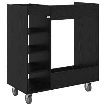 Golf Schrank Mit Rad Uni Schwarz Eichen-Optik 65 x 45 x 98 cm