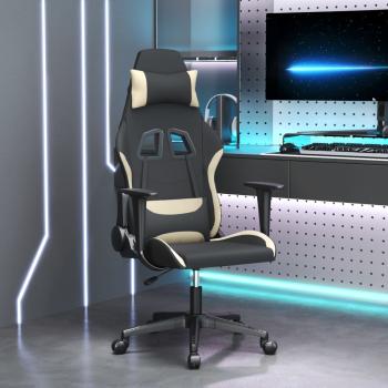ARDEBO.de - Gaming-Stuhl mit Massagefunktion Schwarz und Creme Stoff