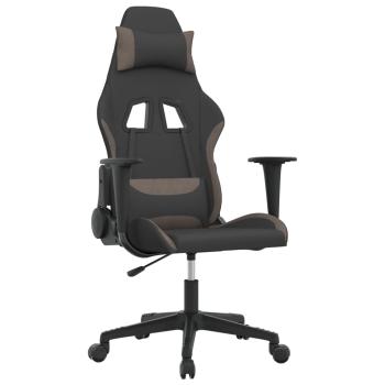 Gaming-Stuhl mit Massagefunktion Schwarz und Taupe Stoff