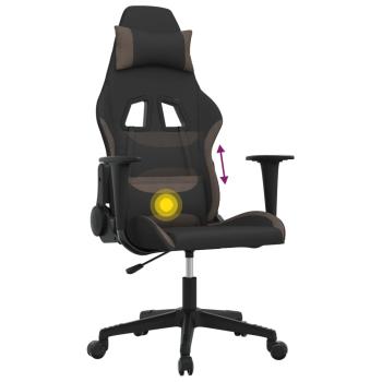 Gaming-Stuhl mit Massagefunktion Schwarz und Taupe Stoff
