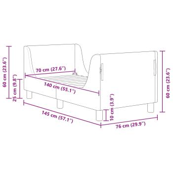 Kinderbettgestell mit Kopfteil Hellgrau 70 x 140 cm Samt
