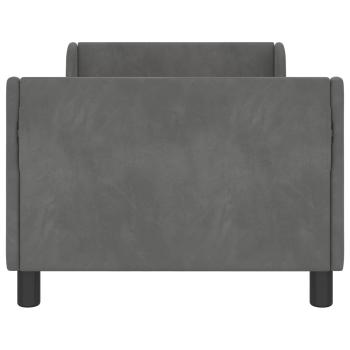 Kinderbettgestell mit Kopfteil Dunkelgrau 80 x 160 cm Samt