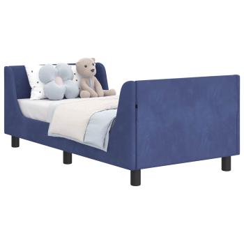 Kinderbettgestell mit Kopfteil Polizeiblau 80 x 160 cm Samt