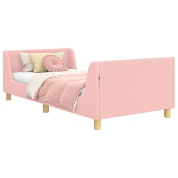 Kinderbettgestell mit Kopfteil Rosa 80 x 200 cm Bouclé