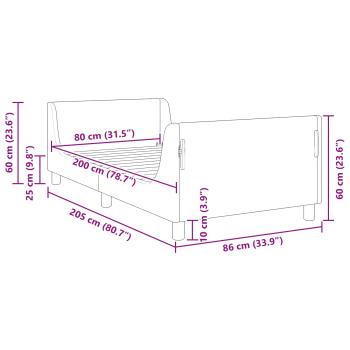 Kinderbettgestell mit Kopfteil Hellgrau 80 x 200 cm Schafstoff