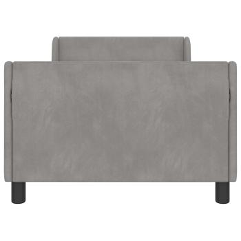 Kinderbettgestell mit Kopfteil Hellgrau 90 x 200 cm Samt