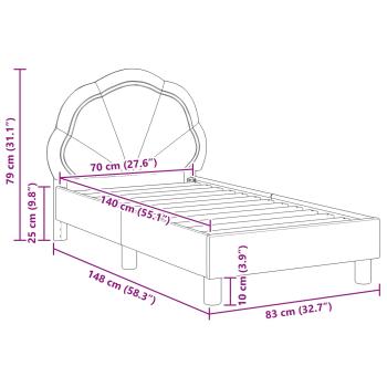 Kinderbettgestell mit Kopfteil Schwarz 70 x 140 cm Samt