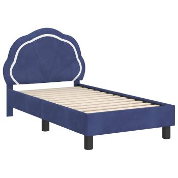 Kinderbettgestell mit Kopfteil Polizeiblau 70 x 140 cm Samt