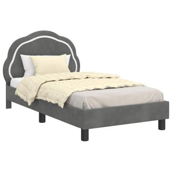 Kinderbettgestell mit Kopfteil Dunkelgrau 80 x 160 cm Samt