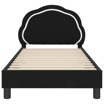 Kinderbettgestell mit Kopfteil Schwarz 80 x 160 cm Samt