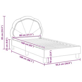 Kinderbettgestell mit Kopfteil Polizeiblau 80 x 160 cm Samt