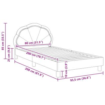 Kinderbettgestell mit Kopfteil Rosa 80 x 200 cm Samt