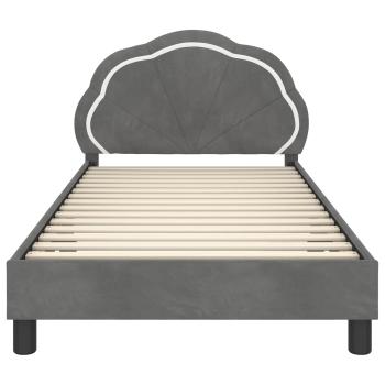 Kinderbettgestell mit Kopfteil Dunkelgrau 90 x 190 cm Samt