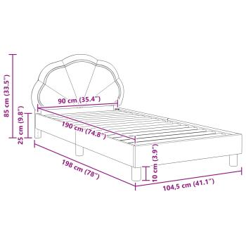 Kinderbettgestell mit Kopfteil Dunkelgrau 90 x 190 cm Samt