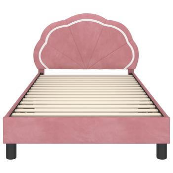 Kinderbettgestell mit Kopfteil Rosa 90 x 190 cm Samt