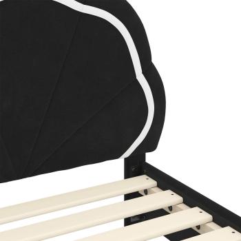 Kinderbettgestell mit Kopfteil Schwarz 90 x 200 cm Samt