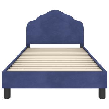 Kinderbettgestell mit Kopfteil Polizeiblau 90 x 190 cm Samt
