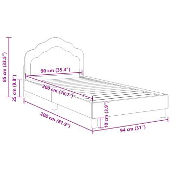 Kinderbettgestell mit Kopfteil Meergrün 90 x 200 cm Samt